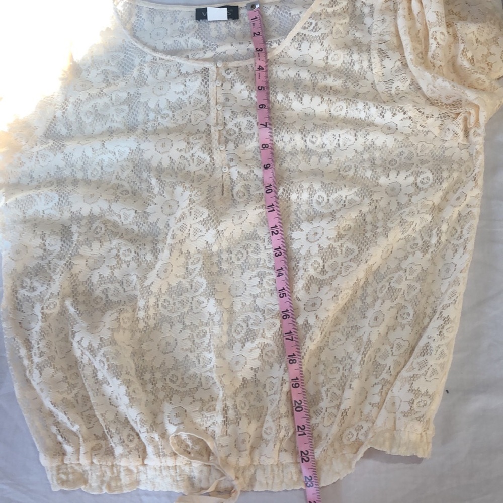Venus Ivory Lace floral Bohemian Blouse w/elastic waist & cuffs Size Extra Large - Picture 11 of 13